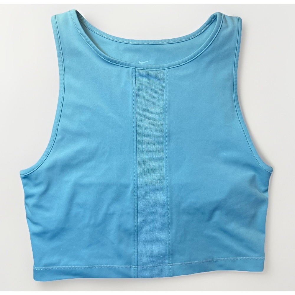 Nike Dri-Fit High Neck Crop Top w/ Built In Sports Bra Women's Size Small Blue